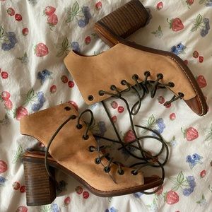 Free People x Jeffrey Campbell Heeled Lace up Sandals